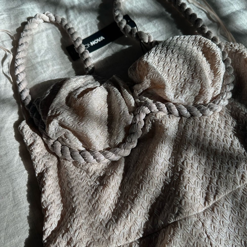 Textured Cream jumpsuit